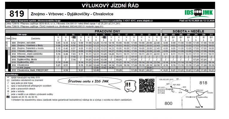 nový jízdní řád