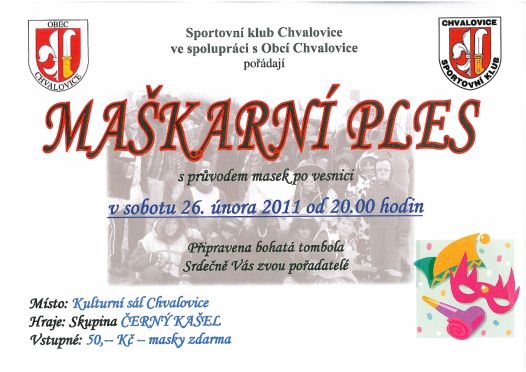 Maškarní ples - SK Chvalovice
