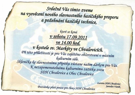 Svěcení hasičského praporu - 17.9.2011