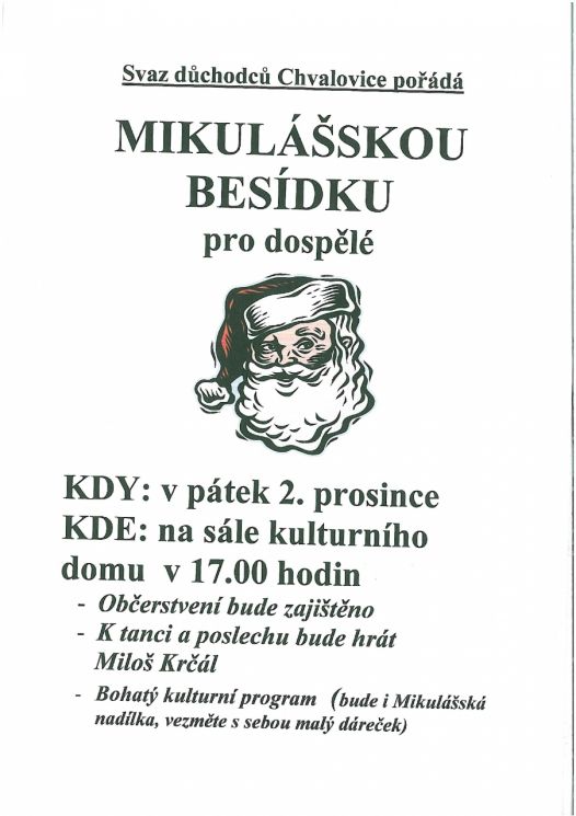 Mikulášská besídka pro&nbsp;dospělé